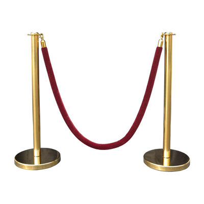 Poteau de contrôle pour foules de luxe (2 plateaux dorés / base plate + corde de 6 pi)