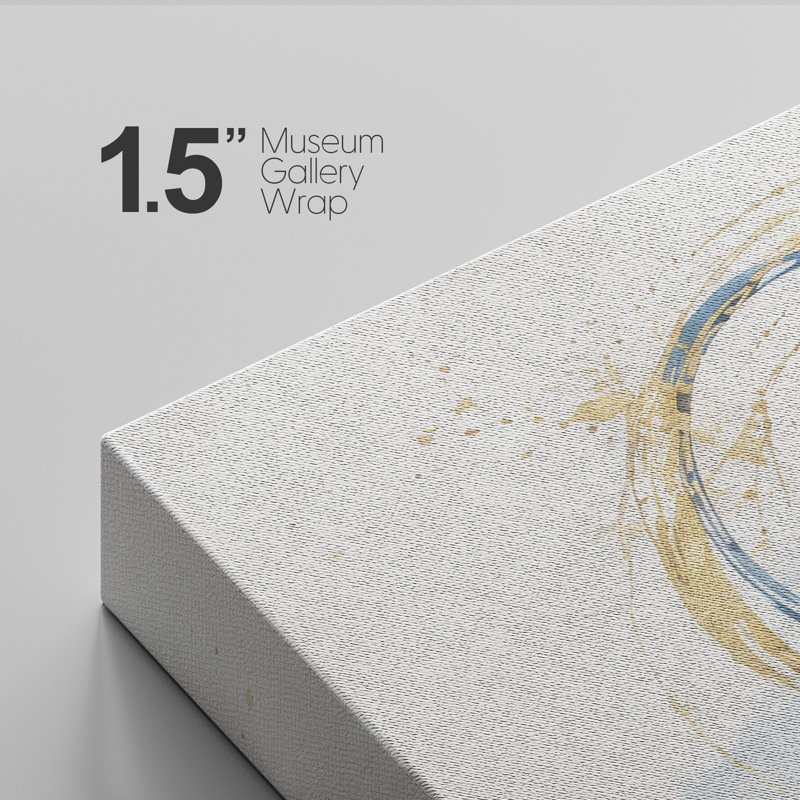 Cercle bleu et or abstrait – Ensemble de 2 impressions sur toile 32 po x 12 po x 2, H 32 po x l 12 po