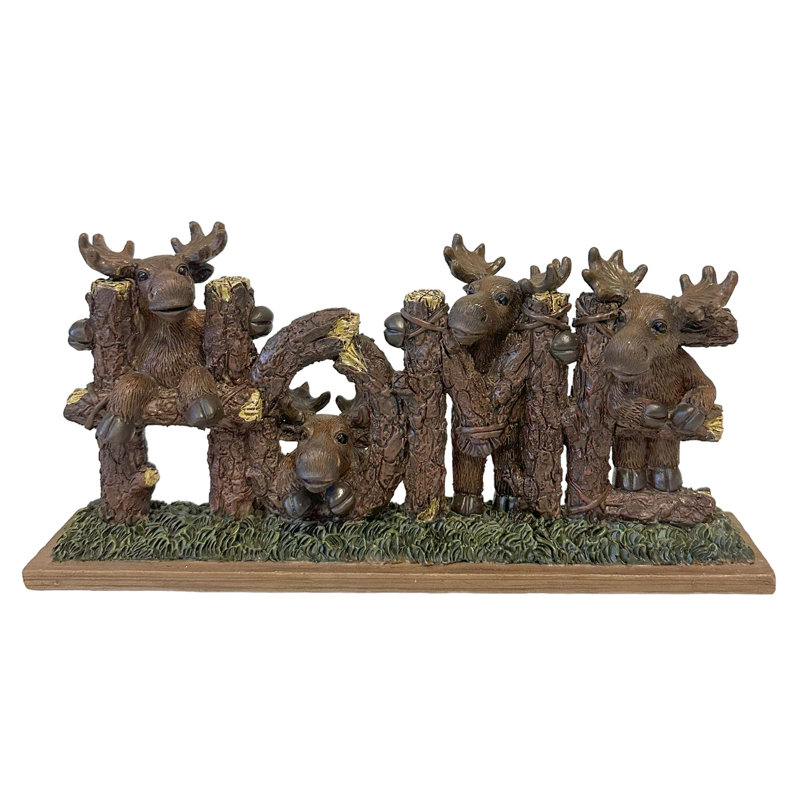 Polyresin Woodland Forest Animal Tree Trunk Home Sign Statue Freestanding Tabletop Figurine