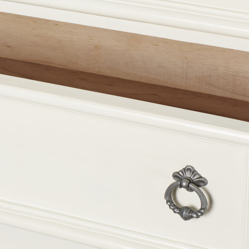 Dunham 40'' W 5 - Drawer Dresser, Antique White with Rub Through