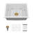 22 in. x 17 in. x 9 in. Undermount Quartz Stone Kitchen Bar Sink White Single Bowl Composite Granite Kitchen Sink with Gold Accessories-119717745