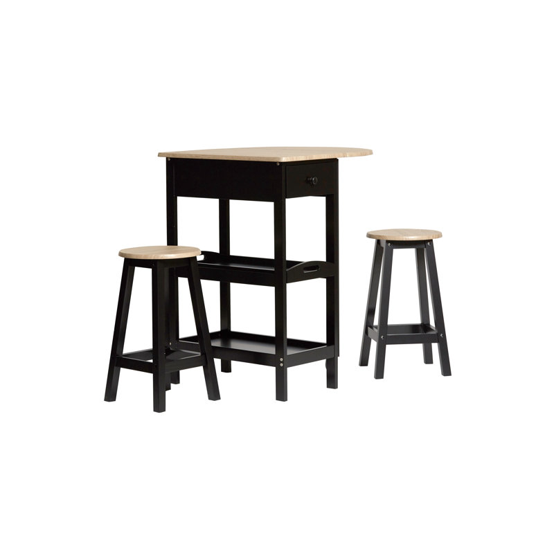 Lamine Extendable Dining Set, Black, Black