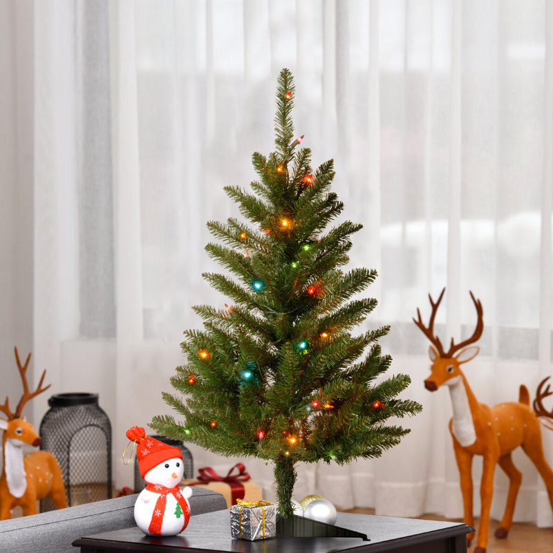 The Holiday Aisle® Kingswood Fir Pencil Tree with Multicolor Lights, 3'