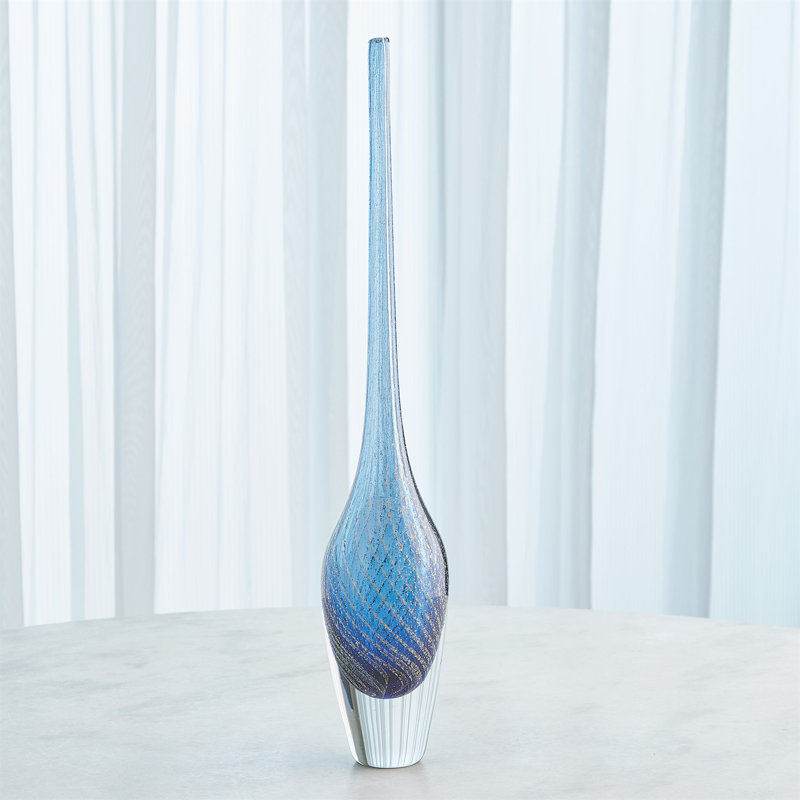 Flecked Spire Bottle-Sm, Blue, Overall Height- 25.5"