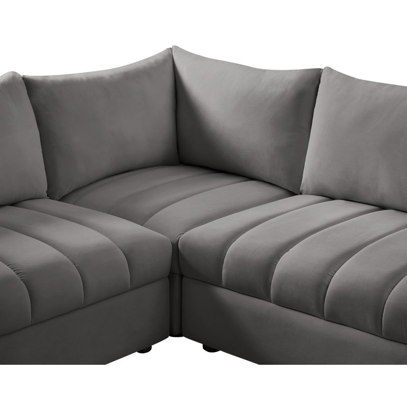 Canapé modulaire en velours réversible de 107 po Ensoll, Velours gris