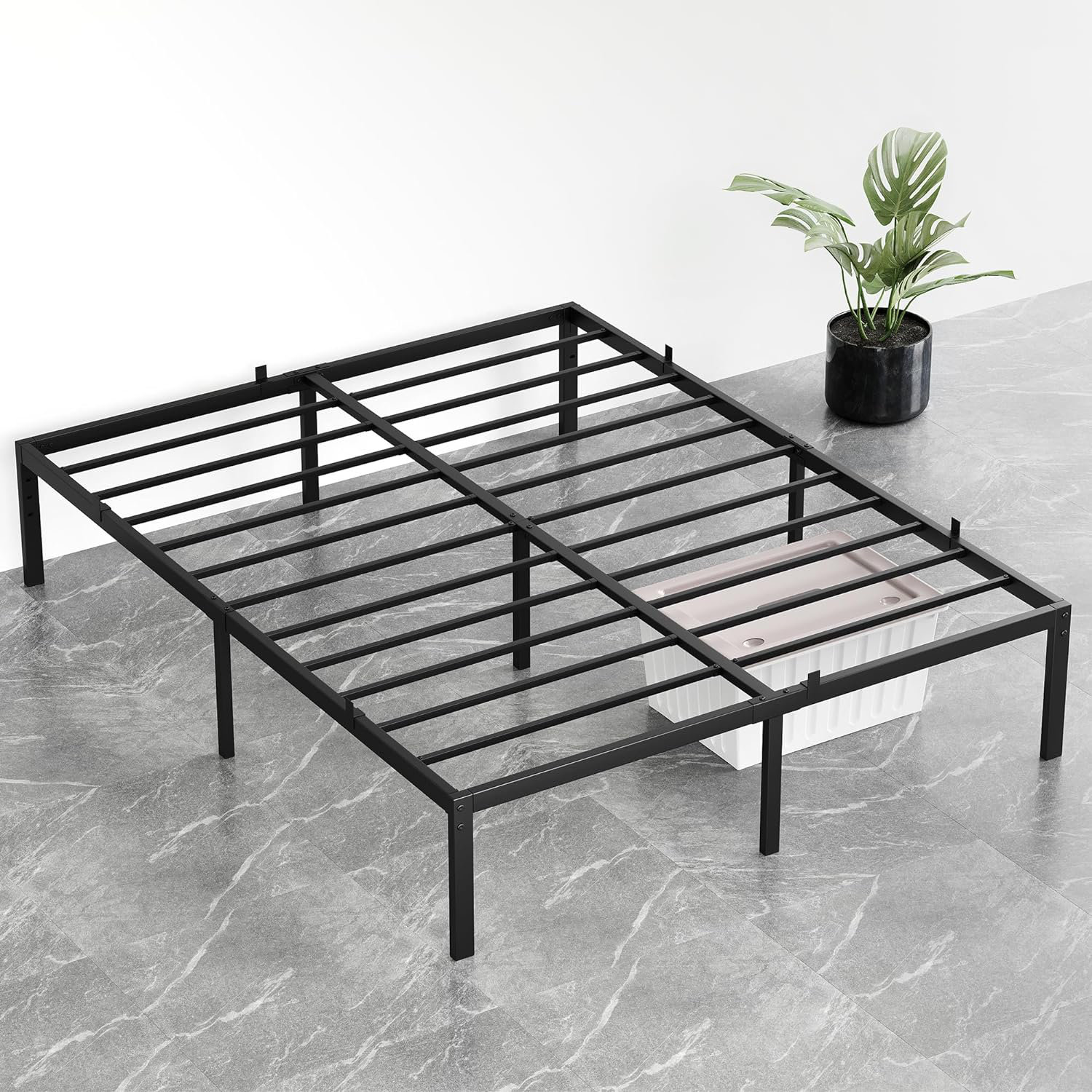 Ebern Designs Bed Frame No Box Spring Needed, Heavy Duty Queen Platform