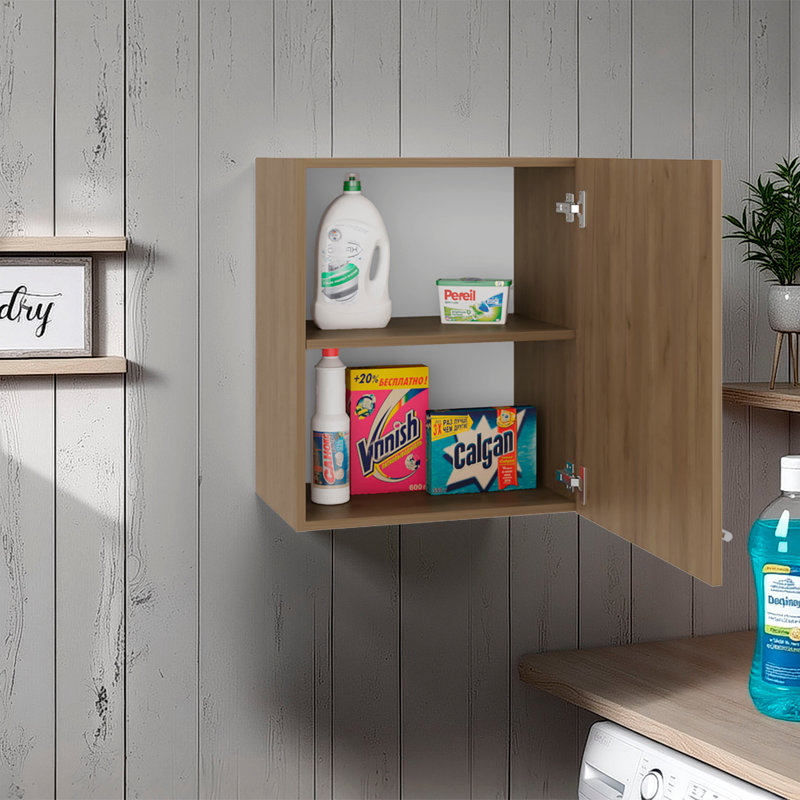 So- Hi Wall Cabinet in melamine with one door, Light Brown
