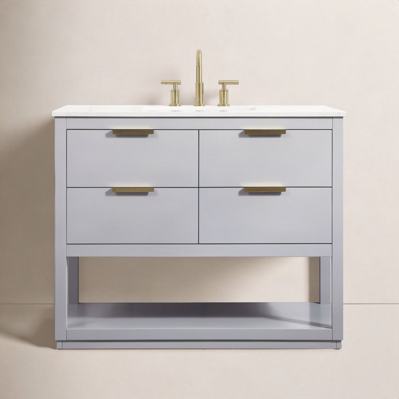 Felicity 42 " W Freestanding Standard 1 Single Vanity Bathroom Vanity With Engineered Marble Top, Gray