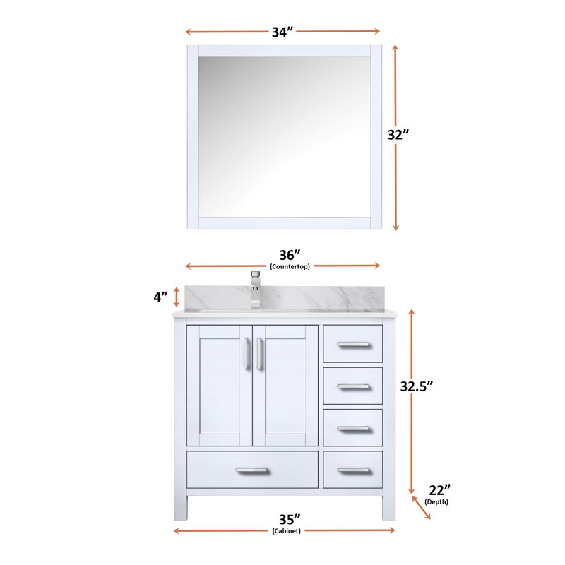 Jacques 36 in W x 22 in D Left Offset Single Bath Vanity, Dark Grey