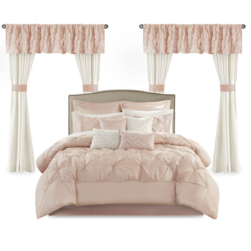 Joella 24 Piece Room in a Bag, Cal. King Comforter + 23 Additional Pieces, Blush