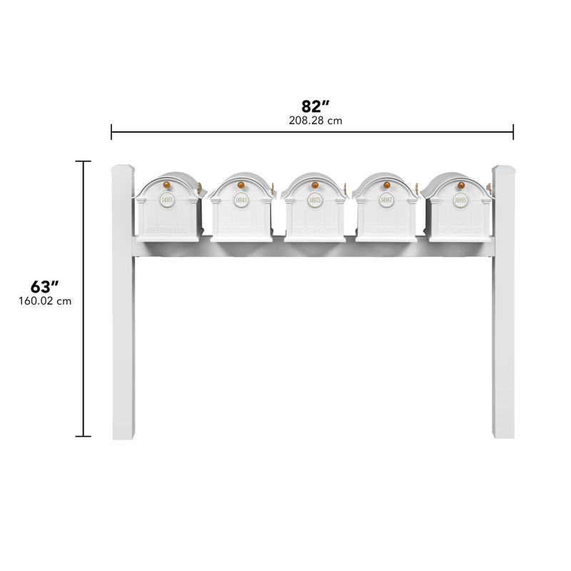 Boîte aux lettres Balmoral Quint Mount / avec capuchons pyramidaux et médaillon de porte personnalisé (5 boîtes aux lettres, support Quint Mount, 5 médaillons)