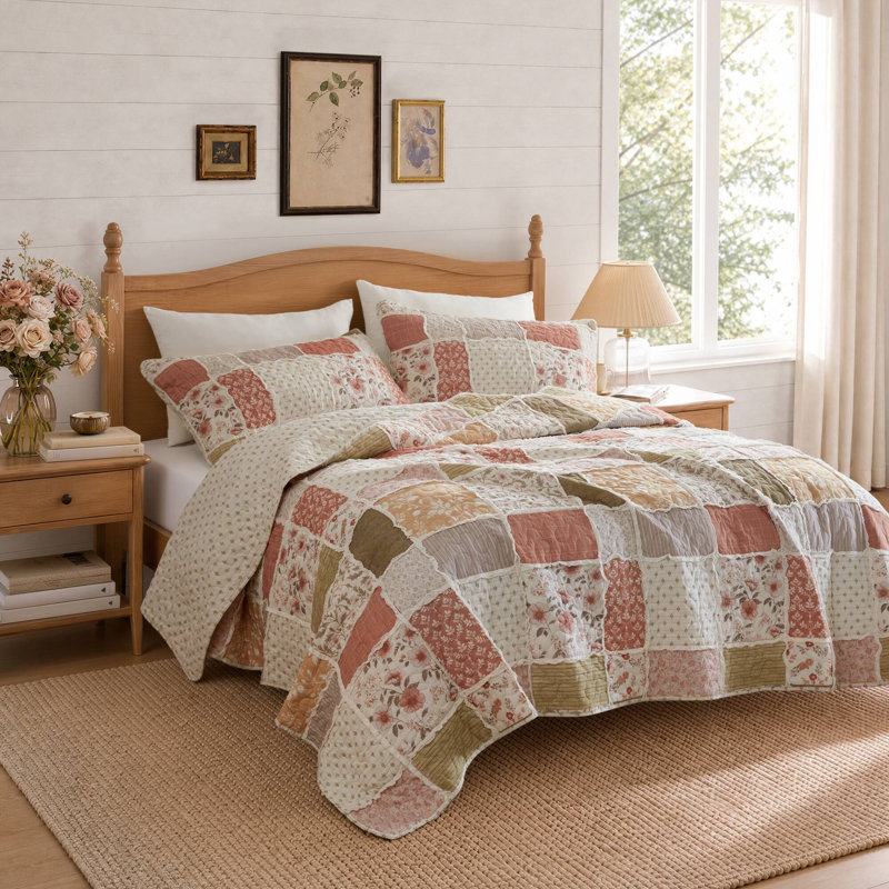 Marigold 3pcs Ruffled Cotton Coverlet Mini Set, King/Cal King