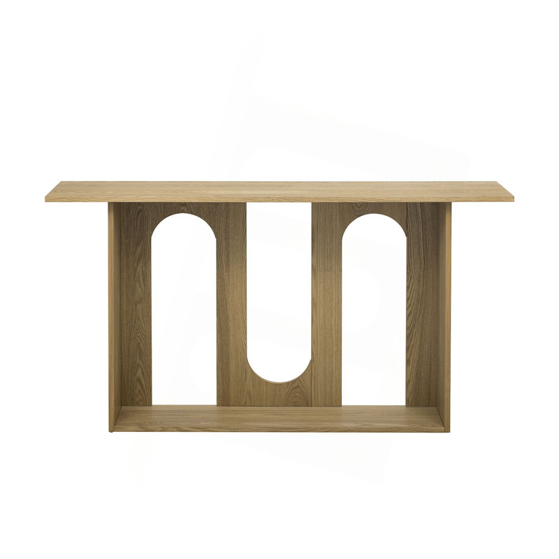 Modern And Curved Design Ash Veneer Console Table With Shelf,Suitable For Entryway,Hallway Living Room,Foyer,Corridor