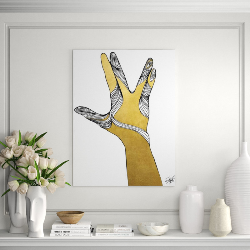 Sign Language VIII Print by Kelli Ellis, 32" H x 24" W x 1.5" D, Gilded Gold