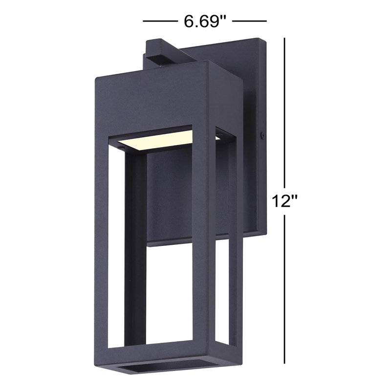 Bova Black 12" H Integrated LED Outdoor Wall Lantern
