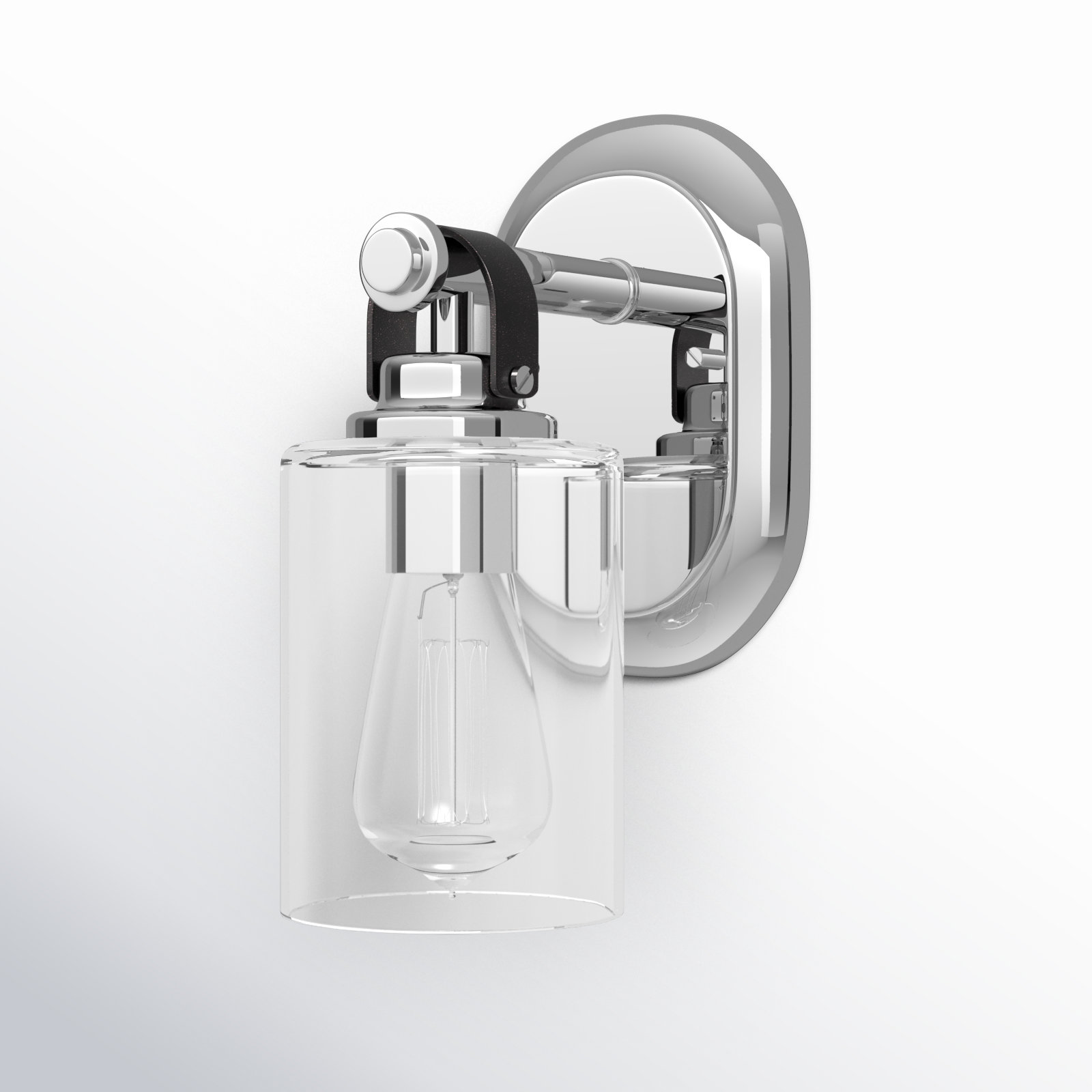 April Single Transparent Dimmable Bath Sconce, Chrome