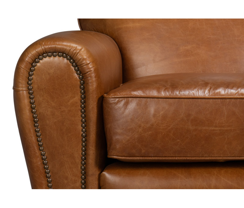 Elite Swivel Armchair, Brown Genuine Leather