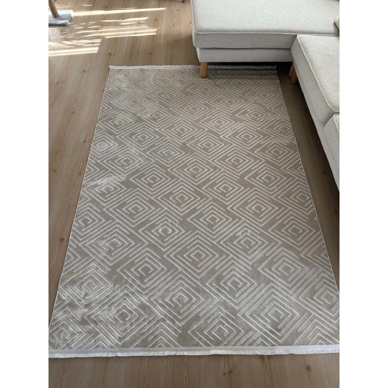 Tapis en coton Tilina avec envers antidérapant, Carré 6 pi 7 po