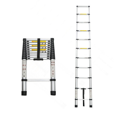 Échelle télescopique 10,5 pi, échelle télescopique, échelle pliante en alliage d'aluminium portable multi-usages pour le travail intérieur et extérieur, charge robuste de 300 lb