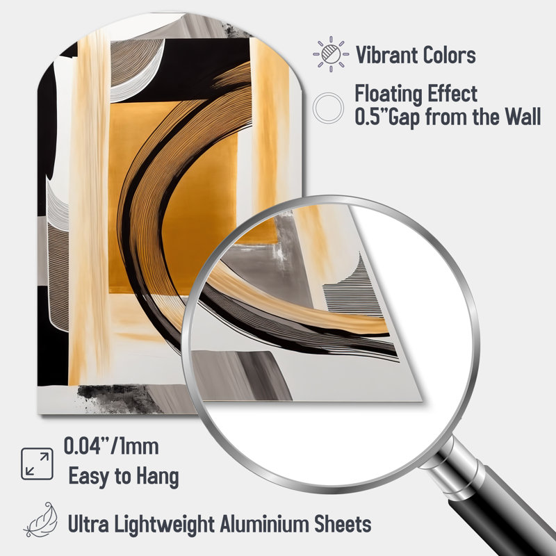 Glam Art Deco Abstract III - voûte abstraite, décoration murale asymétrique en métal, H 34 po x l 25 po