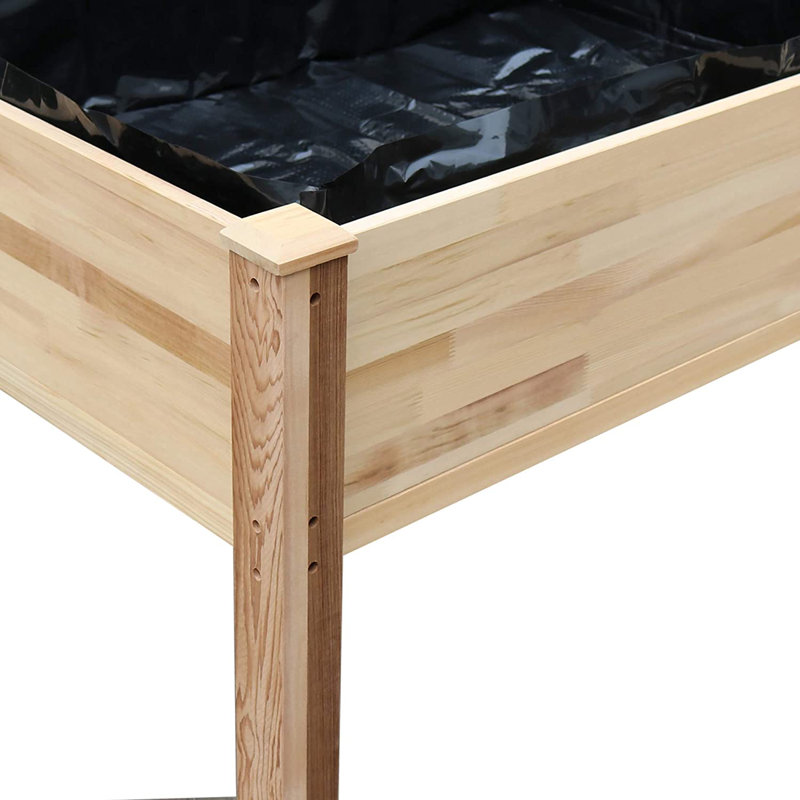 Adamo Wood Elevated Planter, 30" H x 34" W x 18" D