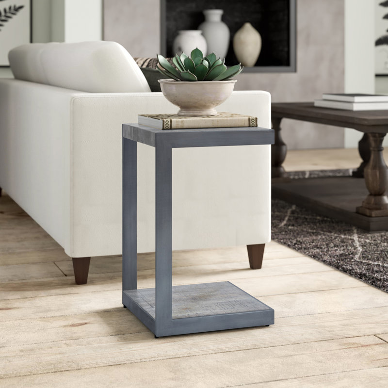 Rabilero Solid Wood Tray Top End Table, Light Gray