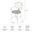 Chaise en fer blanc vieilli 24,5 x 22 x 38 po avec dossier orné d'un éventail