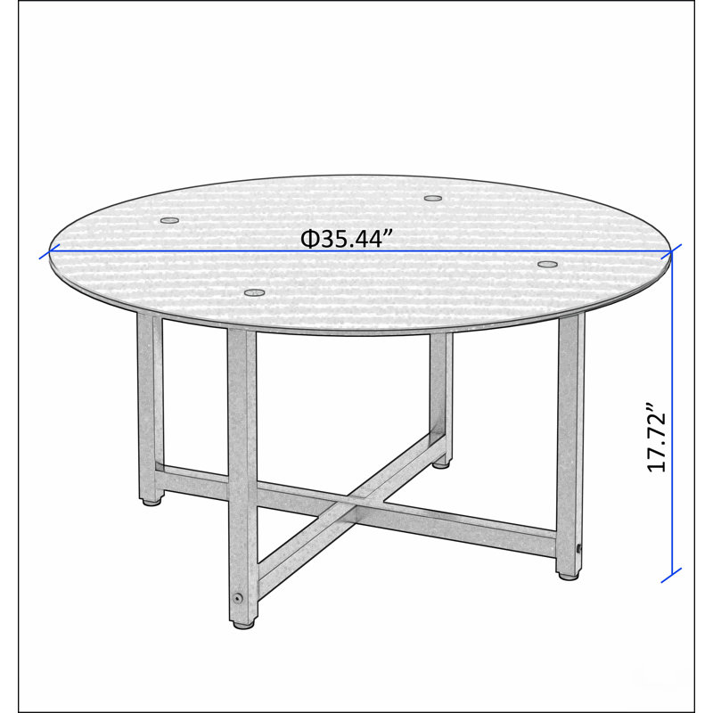 Table basse ronde 35,5 po noir, table basse transparente