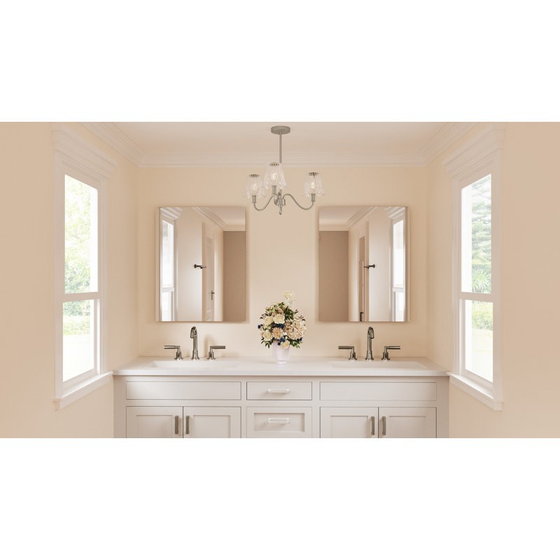 Amedio Linear Chandelier, Brushed Nickel, 3 Lights, 10.75" H x 21.75" W x 21.75" D