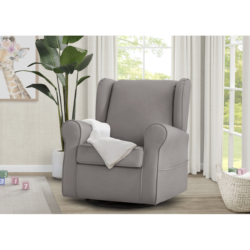Delta Children Reston Nursery Glider Swivel Rocker Chair, French Grey, French Gray