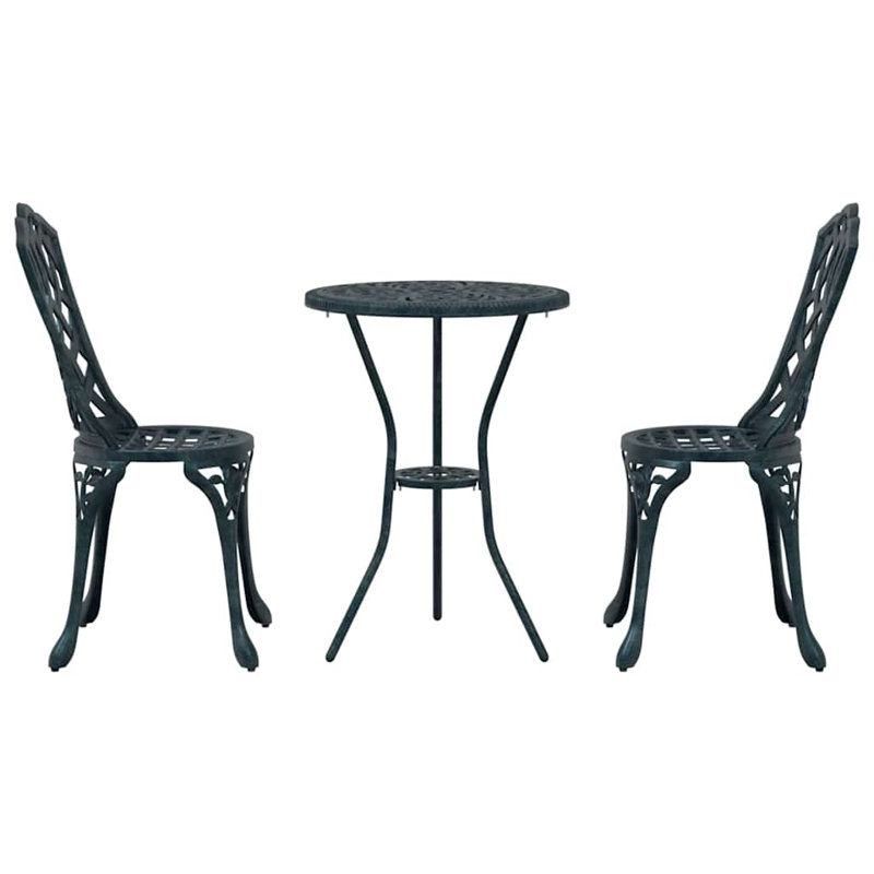 2 - Person Patio Dining Set with Rectangular Table , Cushions Included, Green