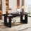 Bureau double caisson en bois manufacturé Joonyoung 