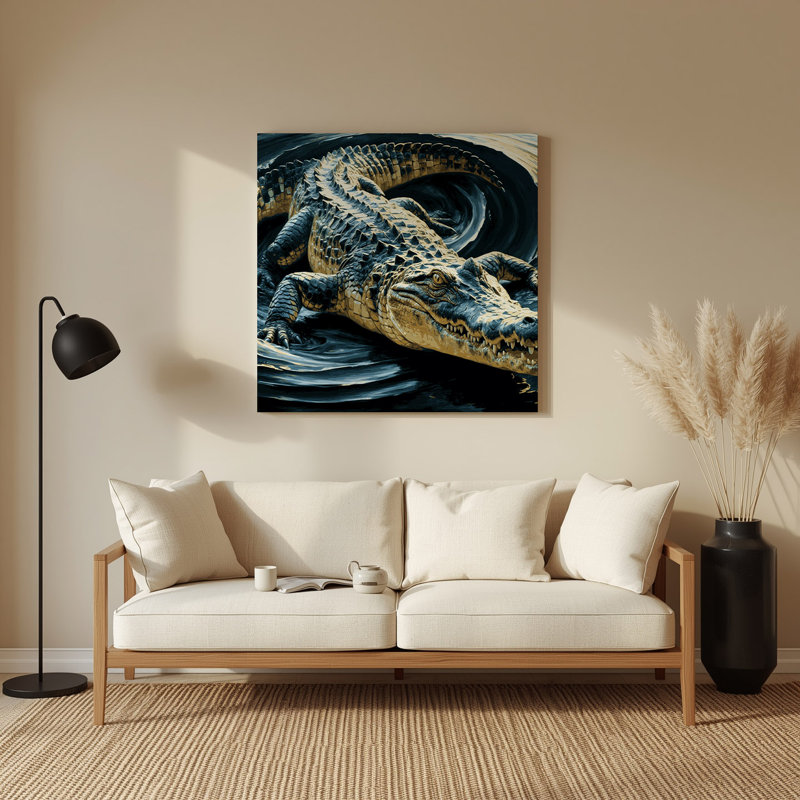 Faune, crocodile du Nil, art mural en métal gris, H 12 po x l 12 po