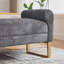 Banc avec repose-pieds en chenille avec accoudoirs et pieds en métal Chenille pour chambre à coucher, bout de lit, fenêtre de salon et vestibule-131408626