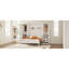 Lit double Space avec deux garde-robes, plateforme solide et tablette de rangement, garde-robe pliable de couleur blanche pour chambre d'amis,