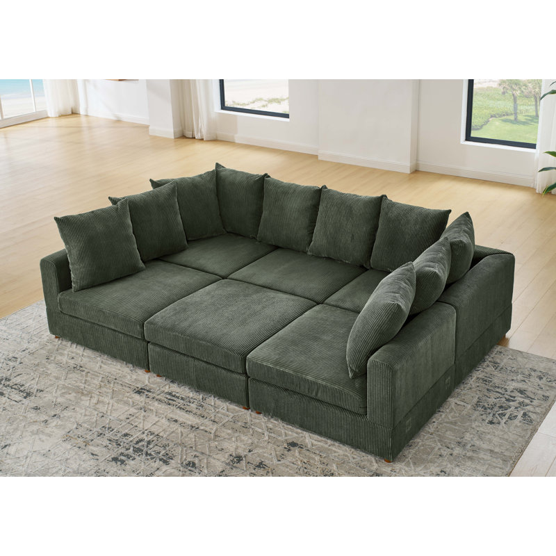 Wade Logan Belandina 6-Piece Corduroy Sectional Sofa