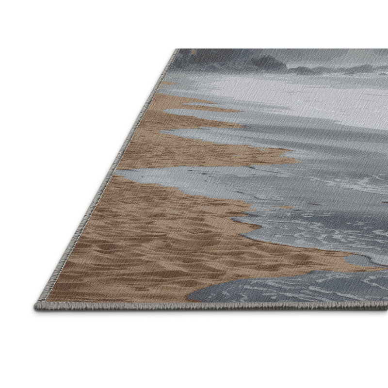  Tapis bord de mer lavable Foggy Shore, Carré 5 pi