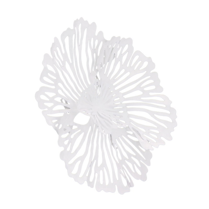 Art mural fleur très petit en métal, Blanc