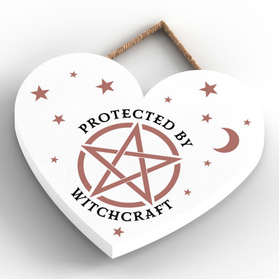 Protected by Witchcraft Wooden Heart Plaque