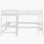 Lit mezzanine simple en bois en forme de L avec échelle et 2 bureaux encastrés en L, blanc