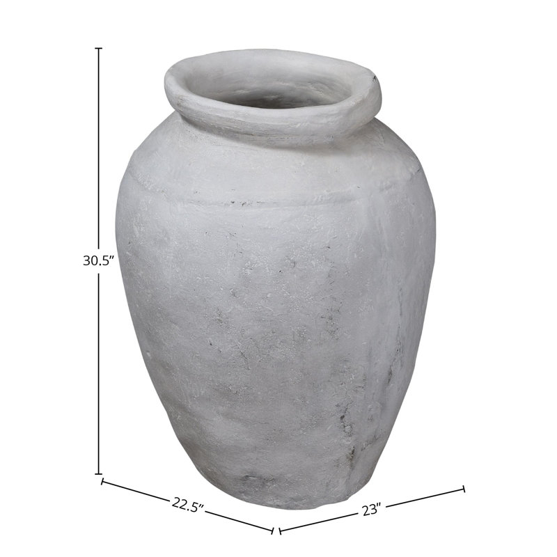 Kyrie 30" Tall Ceramic Pot, Whitewash