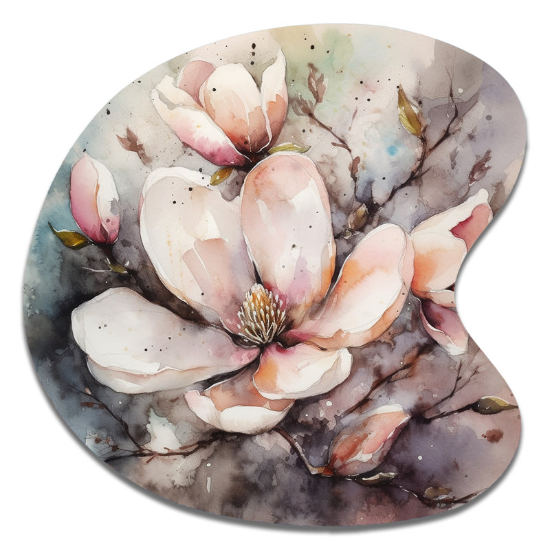 «Pink Magnolia Symphony I - Unique Shape Magnolias», reproduction d'art asymétrique, H 33 po x l 33 po