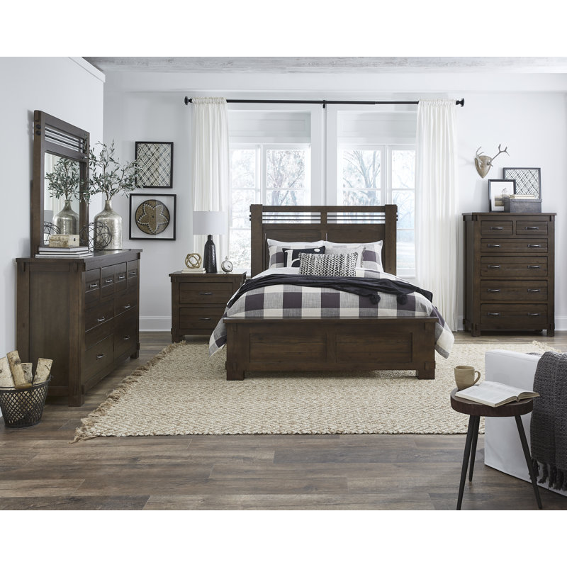 Rustic Brown Queen Panel Bed with Storage Drawer