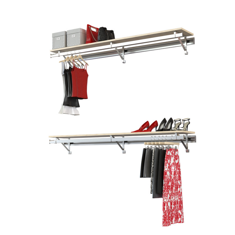 Maple Double Shelf Double Hang Closet System with Steel Brackets