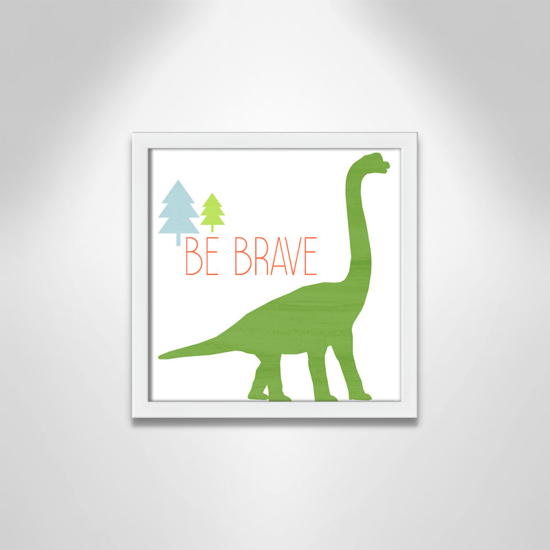 Dino Brave 1 ', art encadré, 12" H x 12" W x 1.18" D, Encadré de boîte blanc