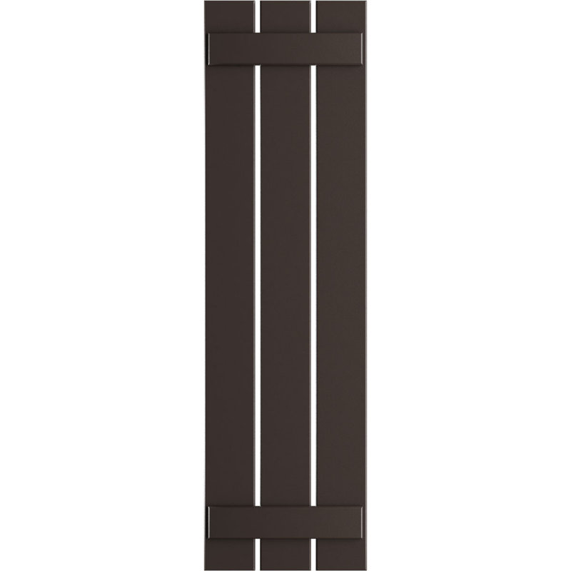 Volets en PVC True Fit à trois planches espacées, Brun raisin, H 65 po x l 17,125 po x P 0,625 po