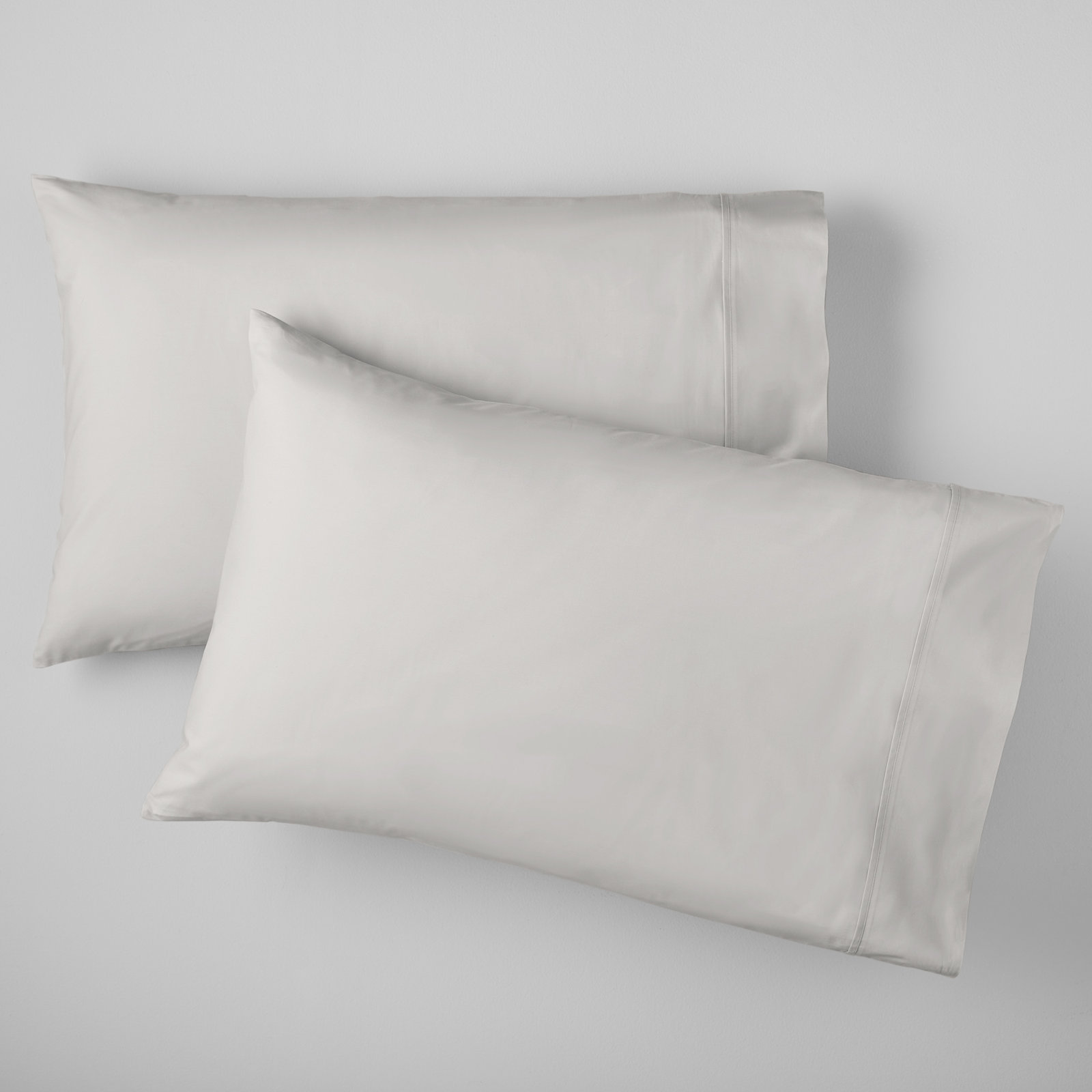 Emrik Brushed Organic Cotton Percale Pillowcase Set, Soft Gray, King - 2 King Pillowcases