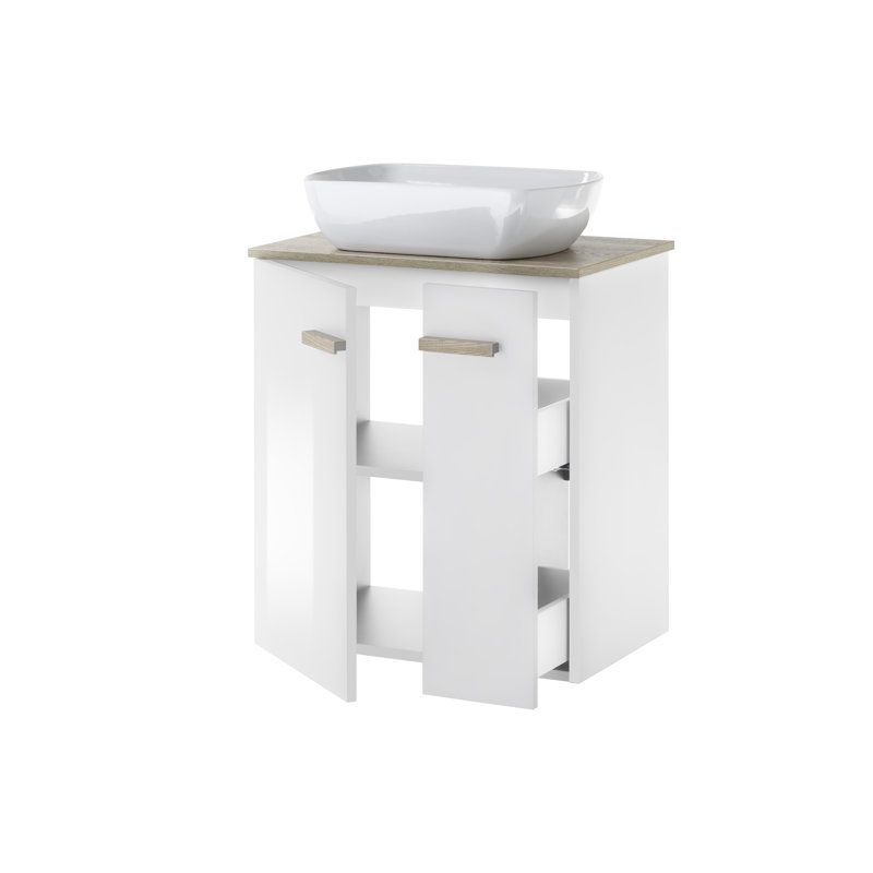 George-William 600mm Wall Mounted Single Bathroom Vanity with Manufactured Wood Top, White