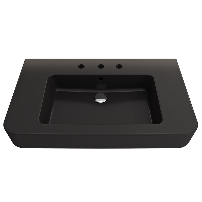 Parma 21.06 in. L Bathroom Sink, Matte Black, 8" Widespread