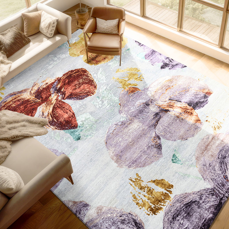 Tapis multicolore de haute qualité noué à la main, Rectangulaire 8 pi x 10 pi